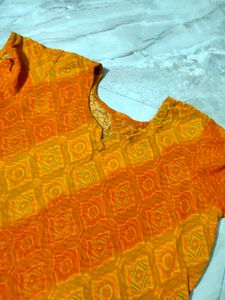 Beautiful Orange Ethnic  short Kurti