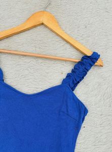 Vibrant Blue Ruffle Strap Bodysuit