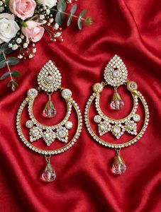 💖 Royal Gold Chandbali Earrings - Heavy Diamond W