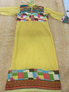 Yellow Geometric Print Kurta