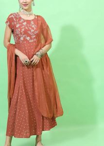 Elegant Embroidered Ethnic Gown with duppata