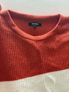Zudio Orange &amp; White Sweater
