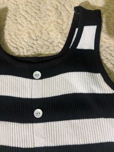 Striped Button-Up Knit Tank Top