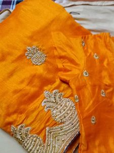 Embellished Orange Silk Top