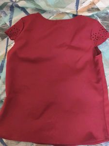 Shein Red Cut-Out Sleeve Top