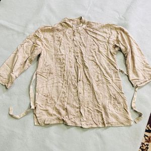 Embroidered Beige Kurta