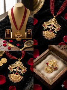 Exquisite Durga Maa Pendant Necklace Set