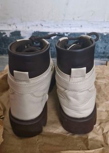 Stylish Cream Lace-Up Boots