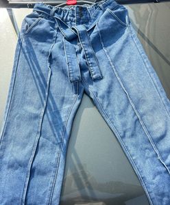 Stylish Belted Denim Pants