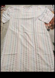 White Kurta with Colorful Stripes