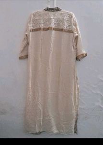 Elegant Cream &amp; Gold Pakistani Suit