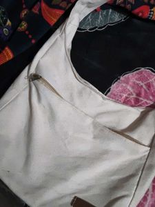 Cream Canvas Hobo Bag