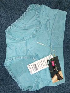 Cute Blue Cotton Briefs with Lace Trim
