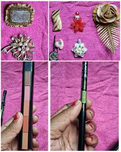 Combo Of 10,2 Saree Brooches, 6 hair Clips na wate