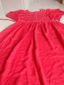 Elegant Red Sequined Ethnic Gown