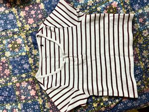 Striped Cropped Button-Up Top