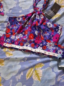 Tokyo Talkies violet Floral Halter Neck Top 🎀 Tie