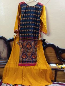 Boho Chic Kurti With Ikat Inspired Apron Overlay