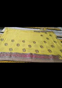 Elegant Yellow Embroidered Saree