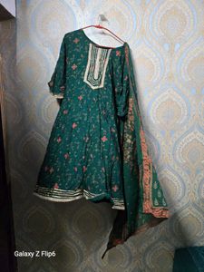 Green Printed Kurta Set with Dupatta