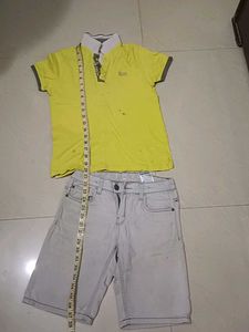 boy's Yellow Polo & Grey Shorts Set