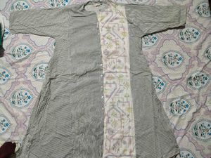 Striped Kurta with Printed Panel