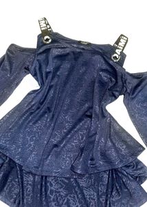Stylish Cold Shoulder Navy Blue Top