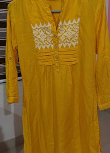 yellow embroidered kurta