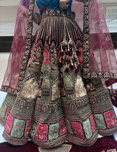 Embroidered Velvet Lehenga Choli
