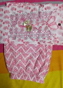 Pink Printed Kurta with Pants