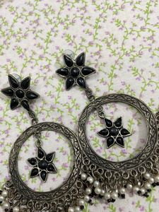 Stylish Black Star Jhumka Earrings
