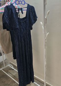 Navy Polka Dot Maxi Dress