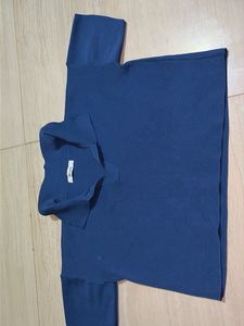 Chic Blue Collared Knit Top