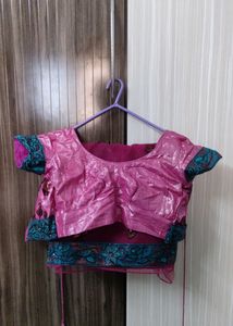 Magenta &amp; Green Saree(Stitched Small Size Blouse)