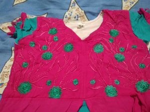 Elegant Pink &amp; Teal Kurta Set