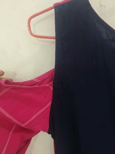 Pink Plaid Cold Shoulder Maxi Dress