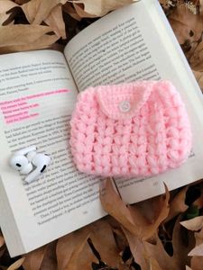 Handmade Pink Crochet Earbud Case Pouch