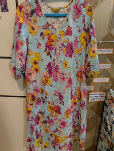 Light Blue Floral Print Kurta