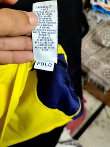 Yellow Polo Shirt with Navy Collar
