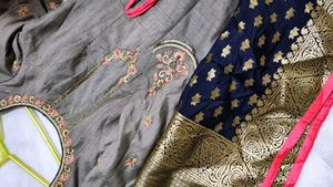 Elegant Grey Anarkali Gown full size