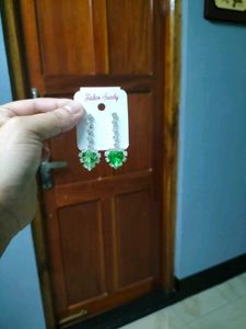 Green Heart Earrings