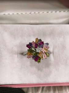 Vibrant Gemstone Statement Ring 925 silver