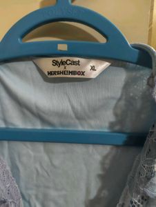 Lace Sky-blue nighty dress