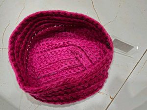 Handmade Knit Beanie - Raspberry