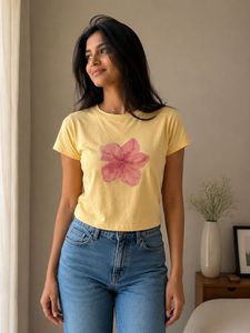 Yellow Floral Print T-Shirt
