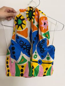 Colorful Abstract Print Knot Handle Bag