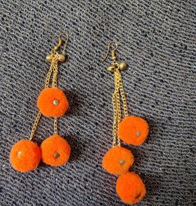 Pom Pom Long Earrings