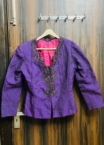 Elegant Purple Embroidered Kurta Jacket
