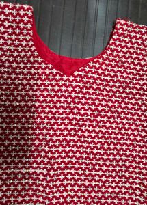 Red Embroidered Kurta Set with Dupatta