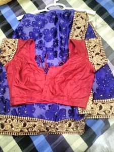 Stunning Royal Blue Floral Saree